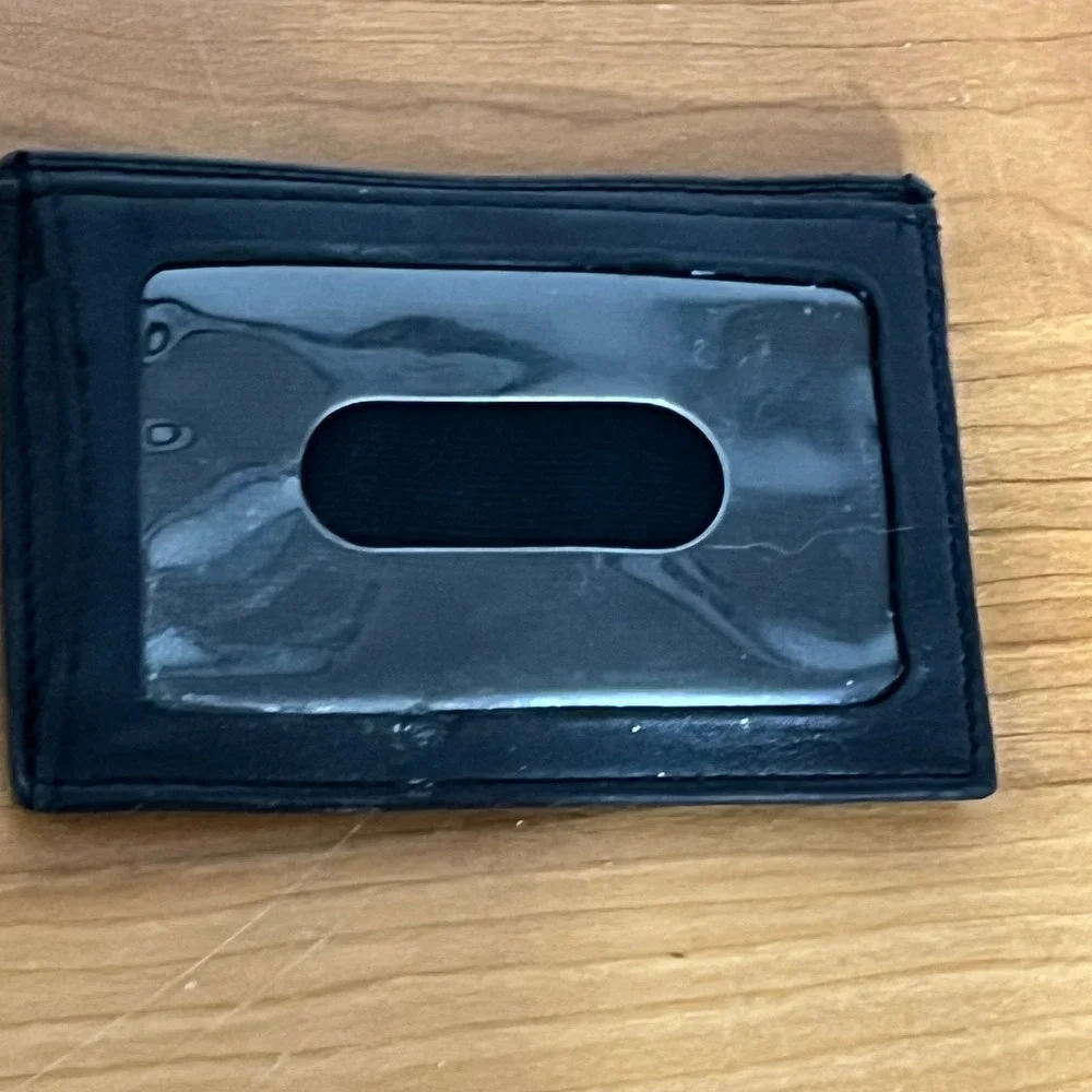 Mercedes-Benz Black Leather Slim Card Holder Wallet with ID Window Logo Embossed